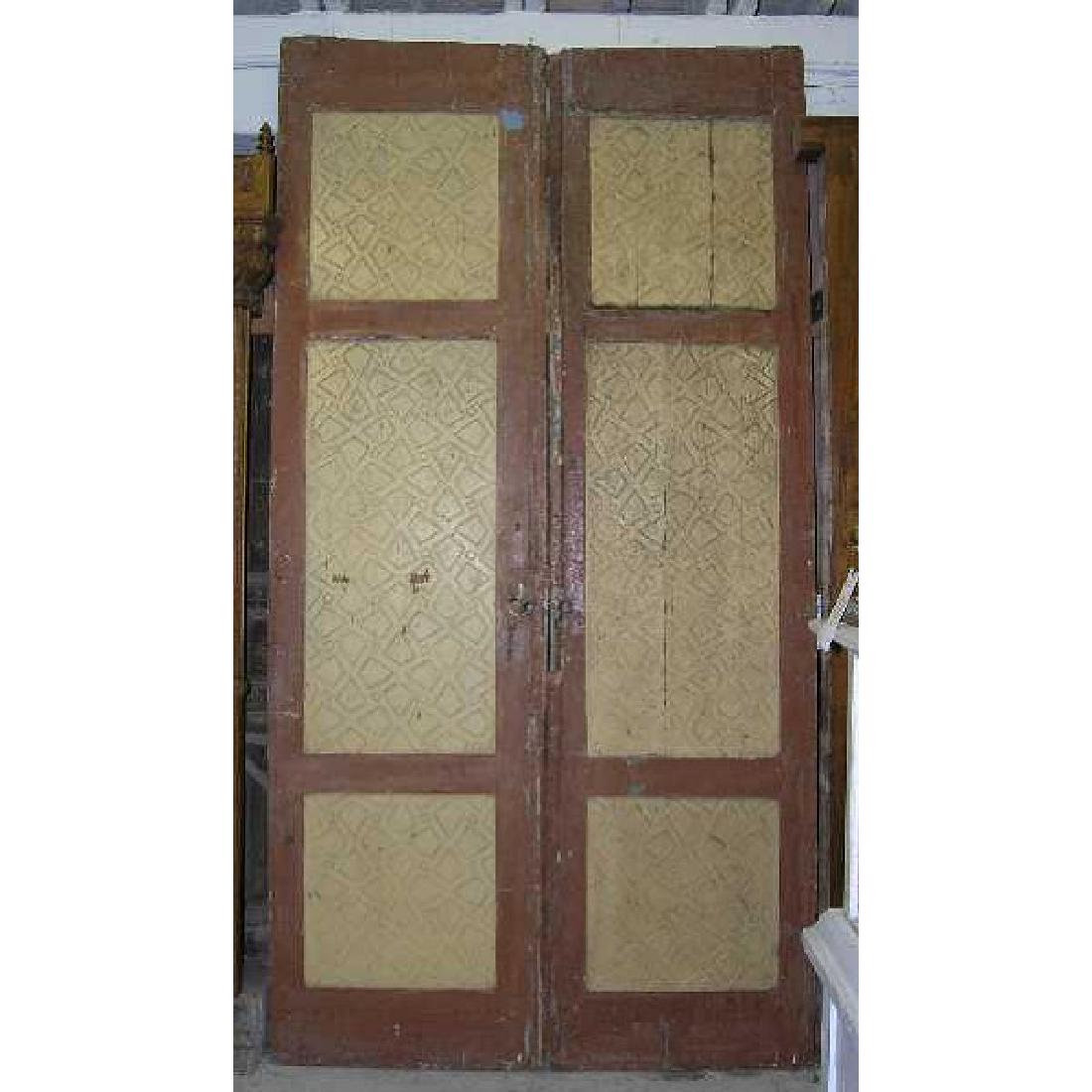 Large Moorish Painted Pine Panel Double Door (1 of 1)
