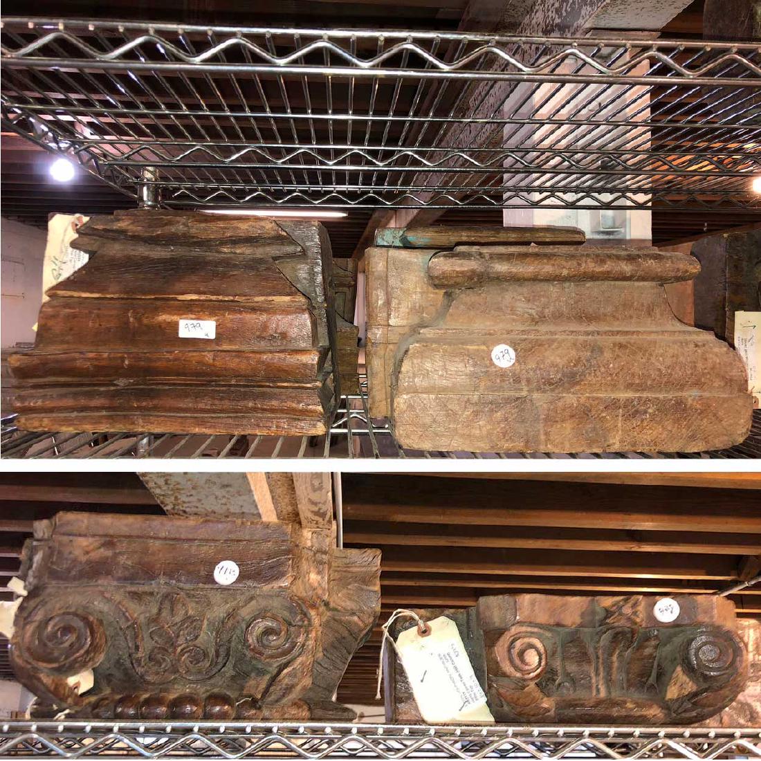 4 Painted Teak Architectural Pilaster Capitals (1 of 1)