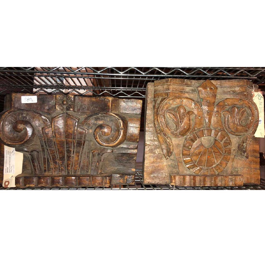2 Teak Architectural Pilaster Capitals (1 of 1)