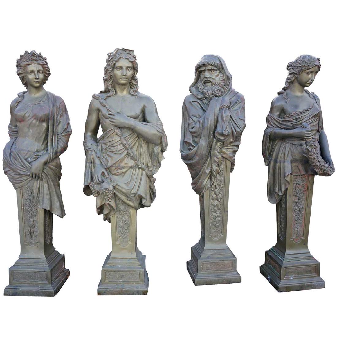 Set 4 Bronze Four Seasons Figural Garden Statues (1 of 7)
