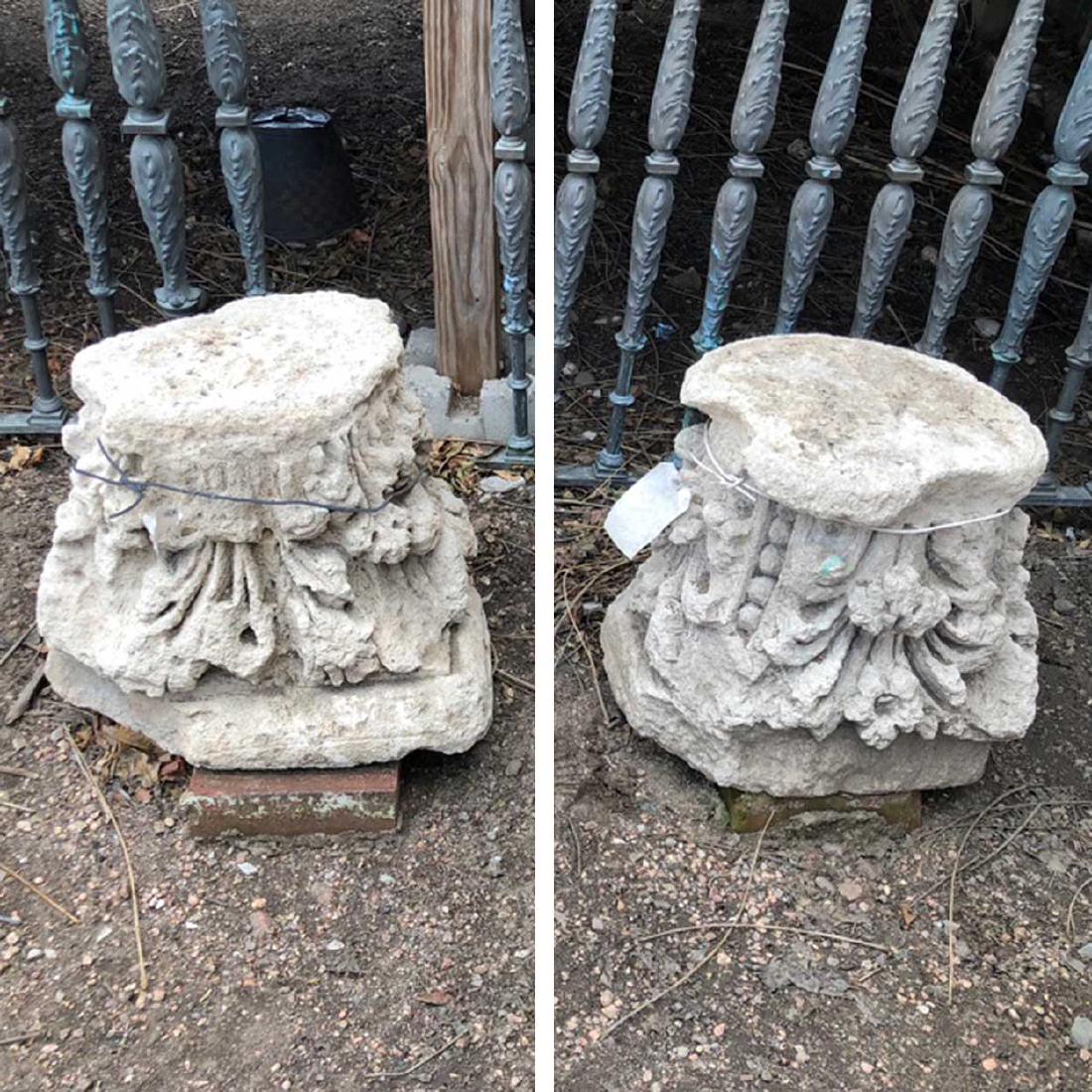 Pair Limestone Pillar Tops (1 of 3)