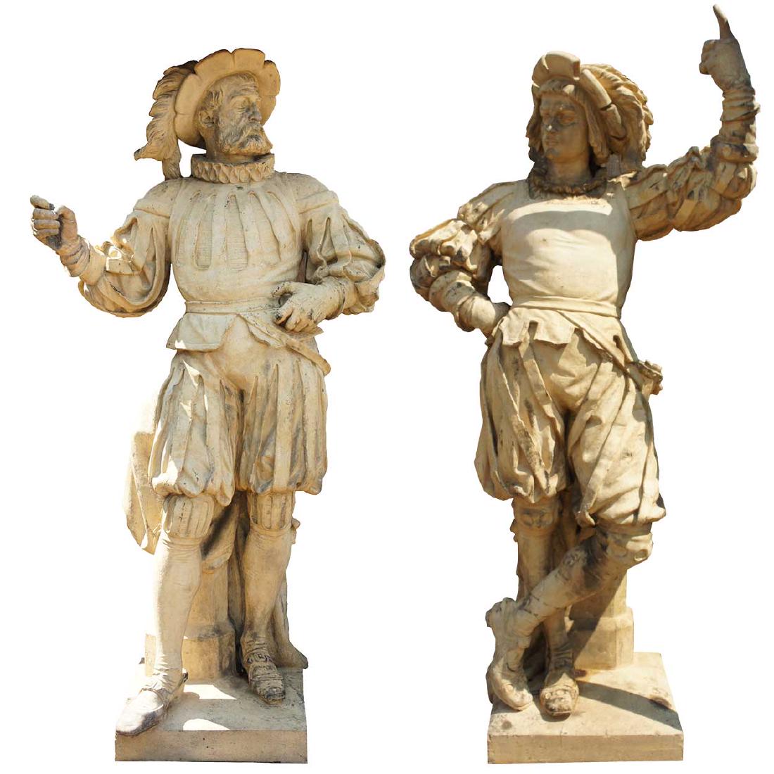 Important Pair ALEXANDER CALANDRELLI Lansquenet Statues (1 of 19)