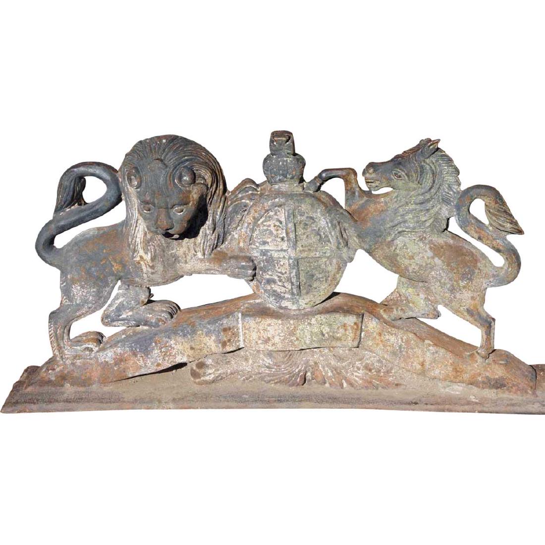 Anglo Indian Cast Iron Coat of Arms Door Lintel (1 of 6)