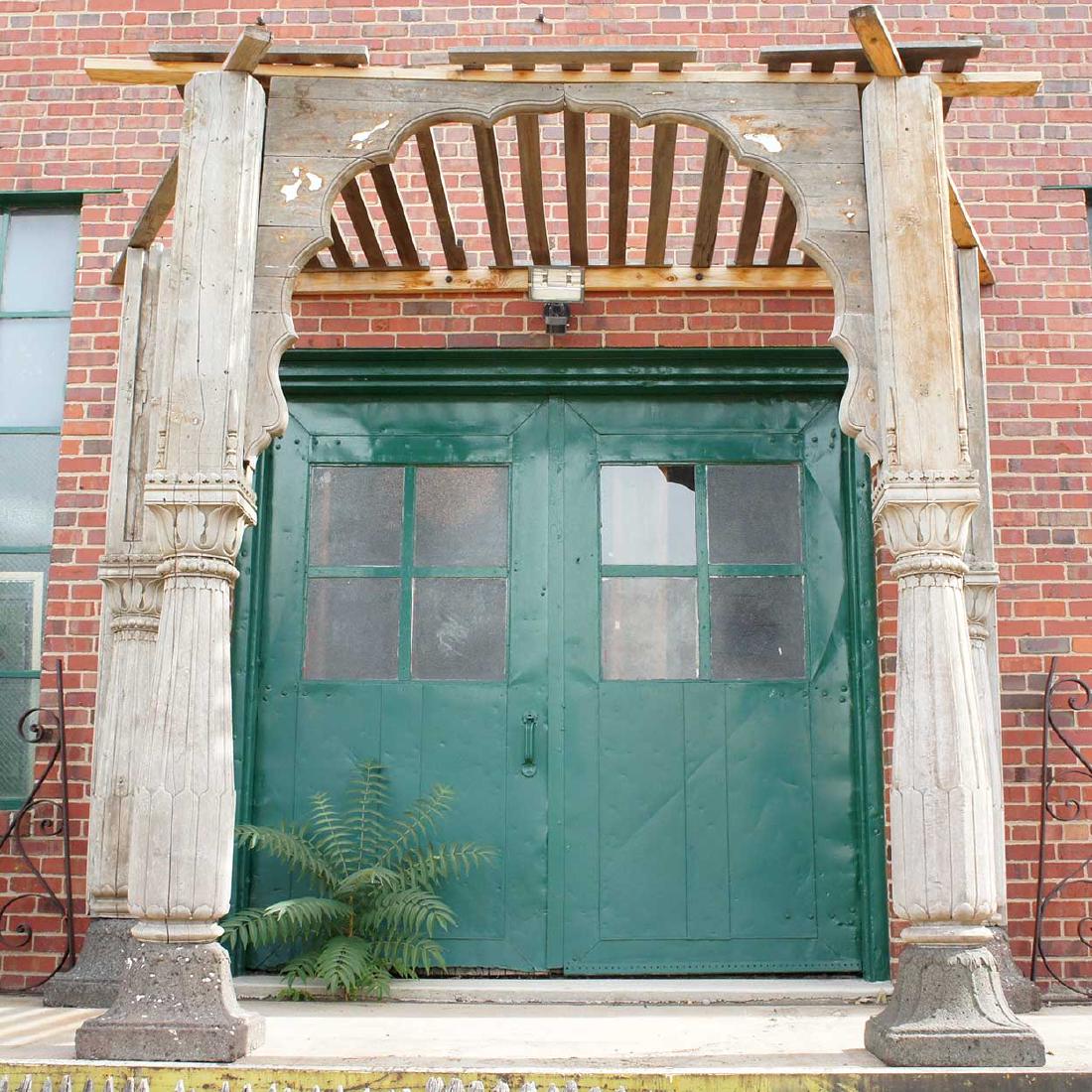 Indian Mughal Painted Teak & Stone Arched Colonnade (1 of 13)