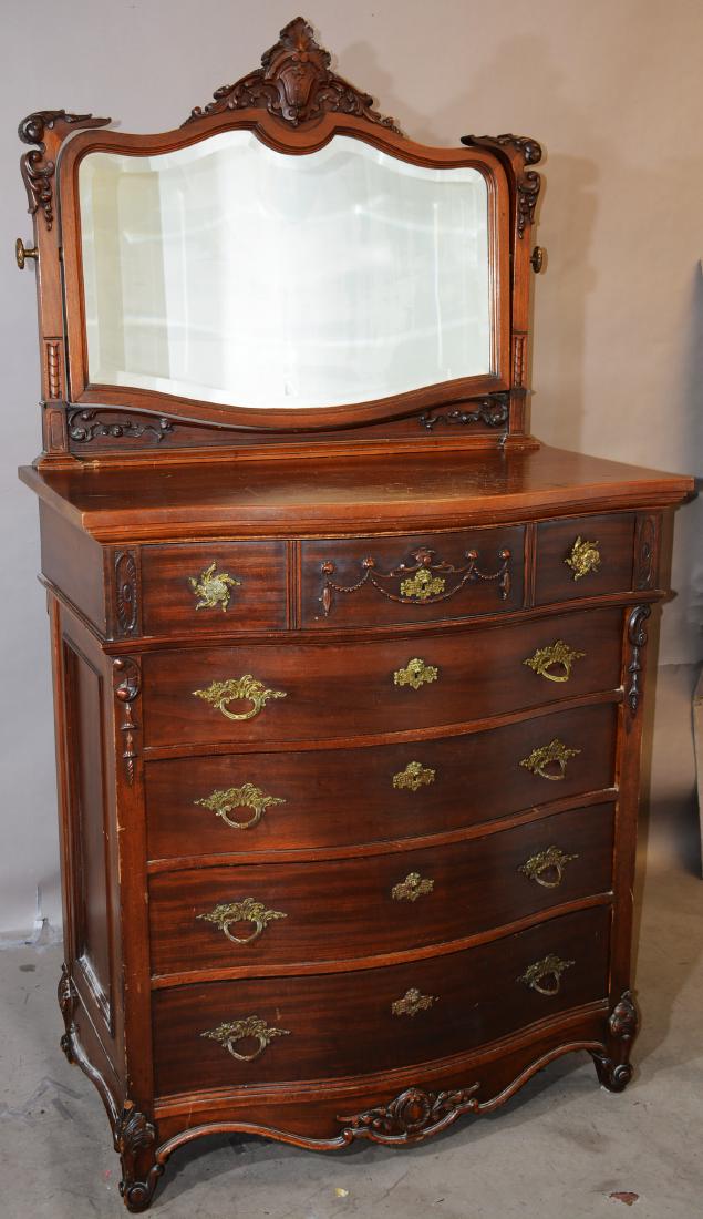 French Louis XV Style Mahogony Tall Chest (1 of 1)