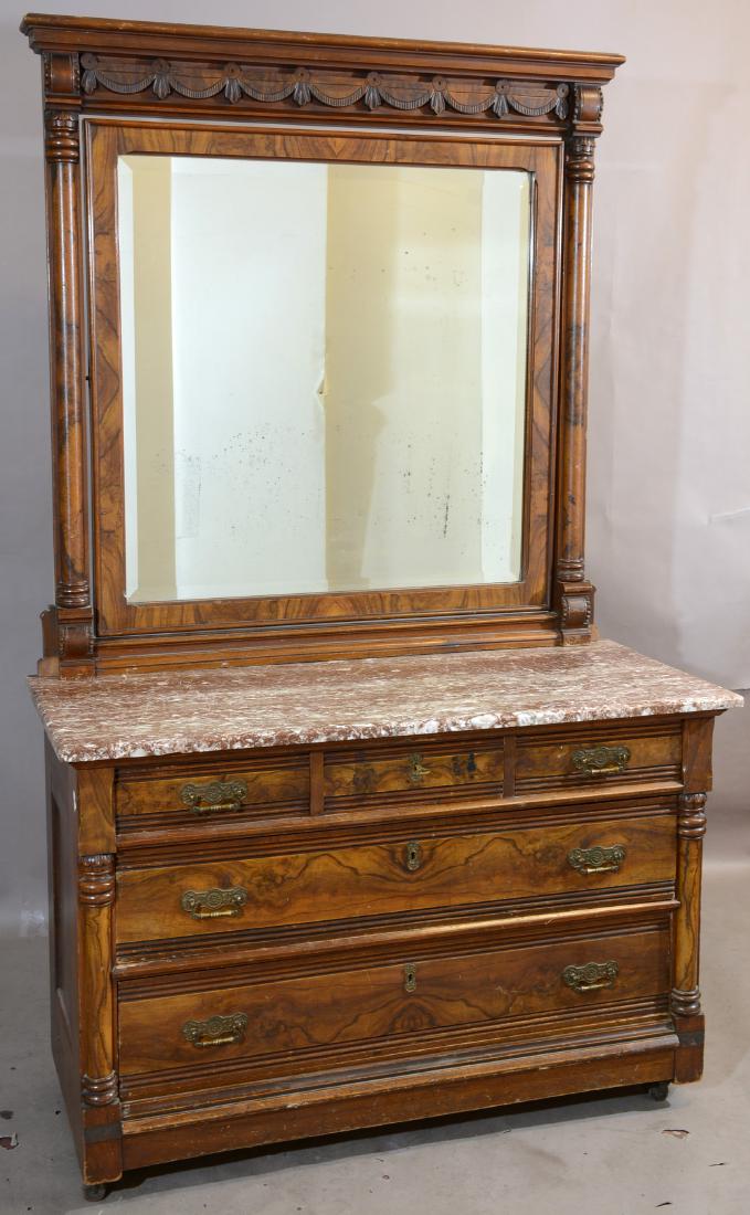American Renassaince Marble Top Walnut Dresser (1 of 3)