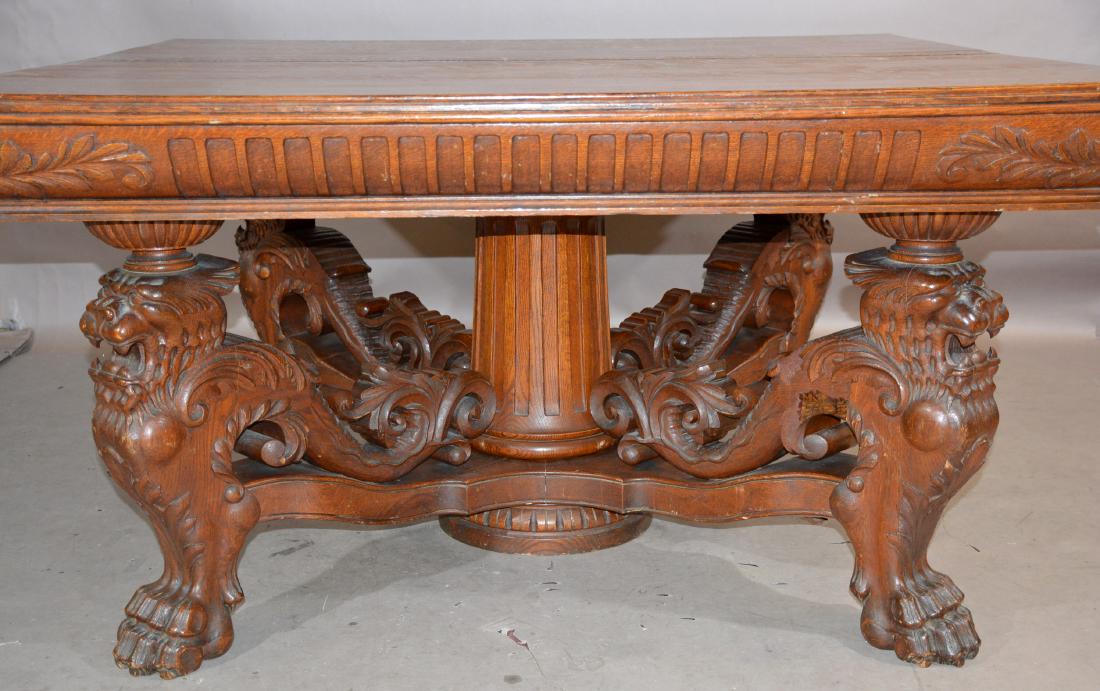 Turn of the Century Square Oak Claw Footed Table (1 of 3)