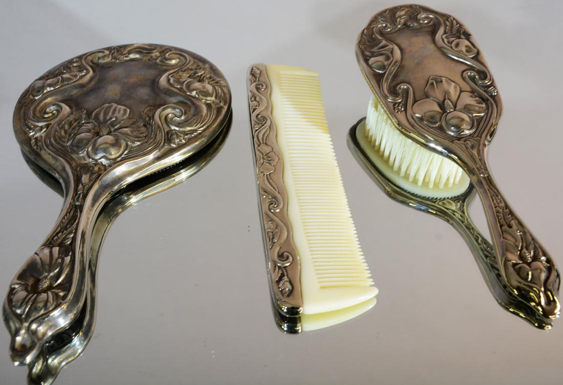 Three Piece Victorian Silver Dresser Set (1 of 3)