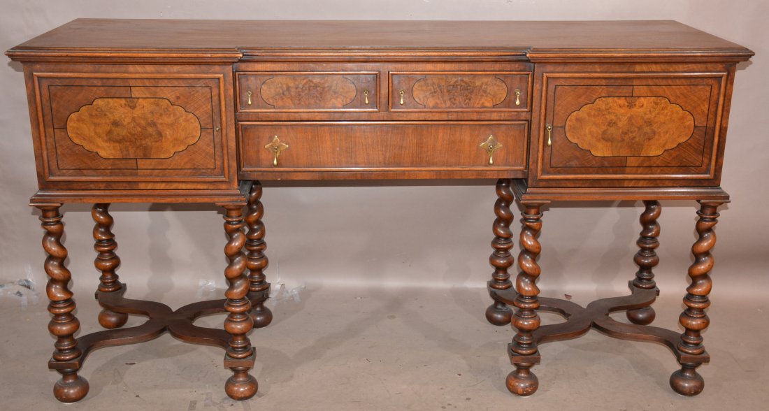 1920's Jacobean Barley Twis Walnut Sideboard (1 of 2)