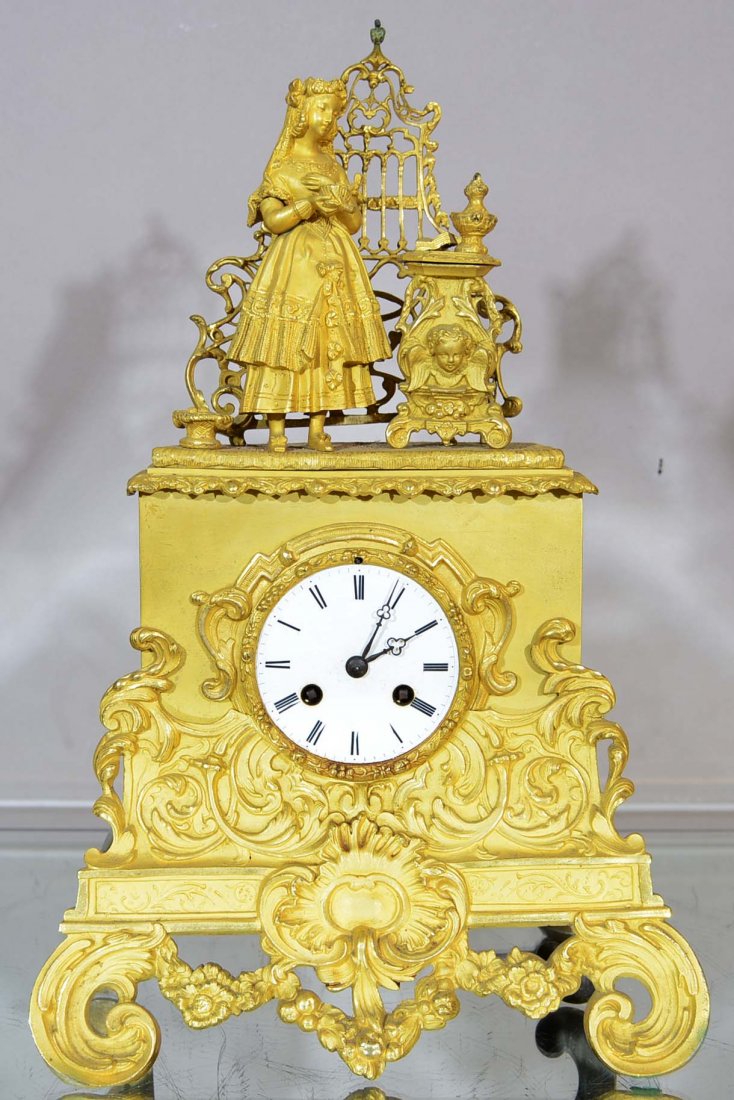 French Louis XV L. Marti Figural Mantel Clock (1 of 3)