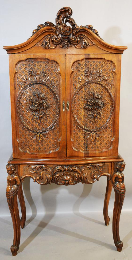 French Loux LXV Style Walnut 2 Door Linen Press Cabinet (1 of 4)