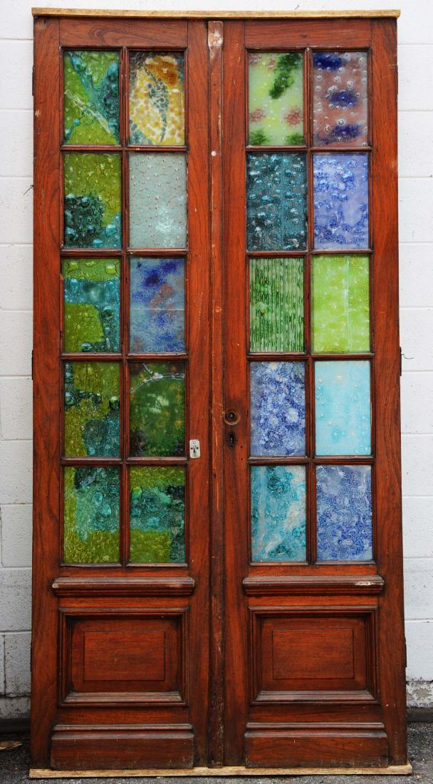 Arts& Crafts Style Double Stain Glass Doors (1 of 1)
