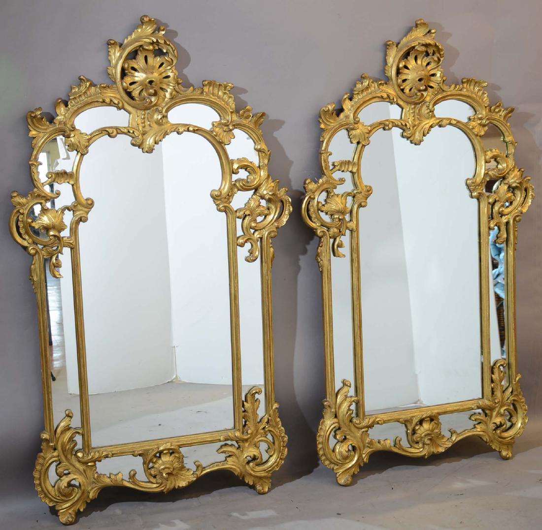 Pair of French Louis XV Style Giltwood Hall Mirror (1 of 2)