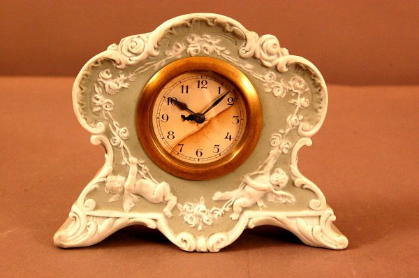 Wedgewood Jasperware Boudoir alarm clock: Wedgewood Jasperware Boudoir alarm clock, 5h-5w-2d