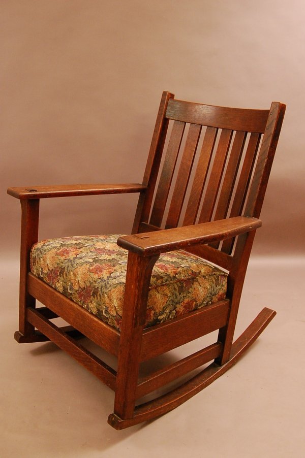 64 J.M.Young Arts & Crafts Oak Rocking Chair