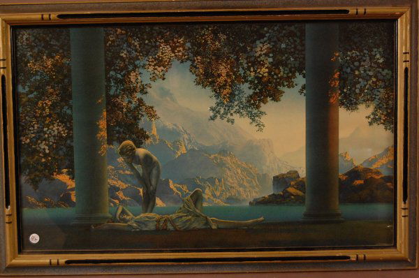 Maxfield Parrish "Day Break" Original Frame. 18": Maxfield Parrish "Day Break" Original Frame. 18" T x 30" W. ca. 1920