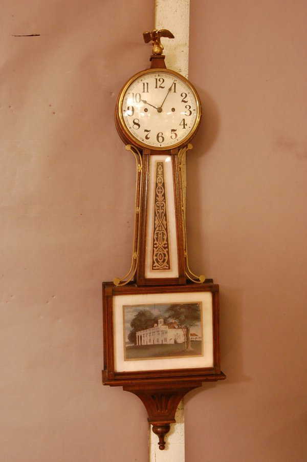 334 New Haven 30 Day Banjo Wall clock. Reverse painte