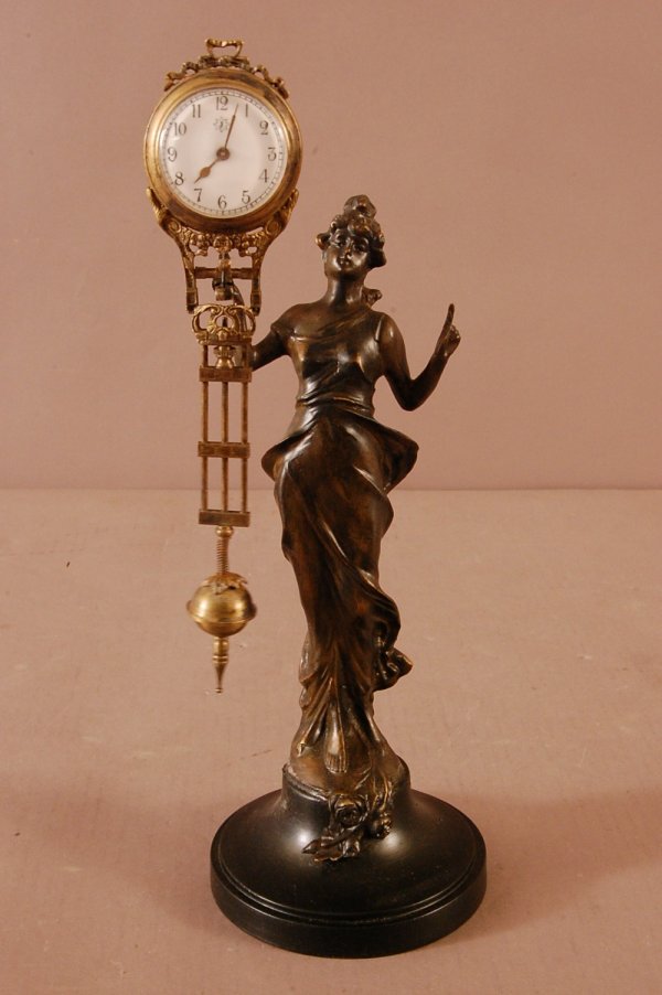 "Diane" Jugens Swinger statue clock, 13 1/2" t x : "Diane" Jugens Swinger statue clock, 13 1/2" t x 4"w