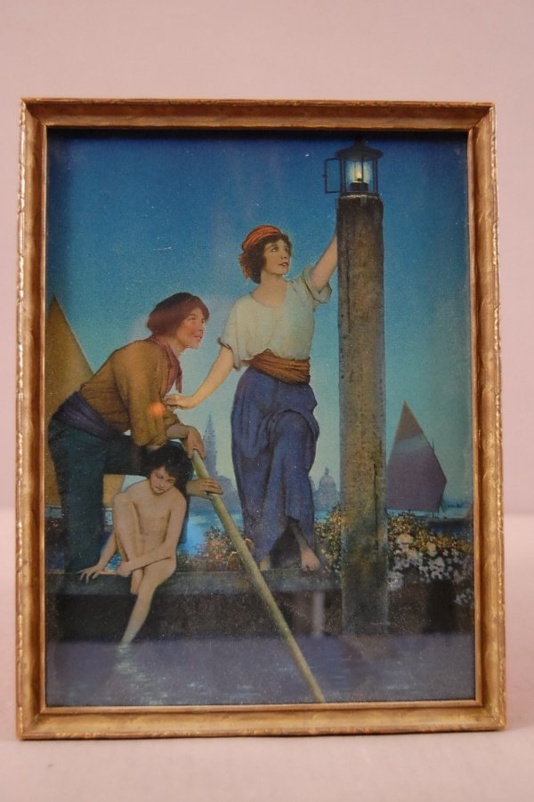 "Venetian Lamplighter" Maxfield Parrish Print Origi: "Venetian Lamplighter" Maxfield Parrish Print Original Frame Edison Mazada ca. 1924