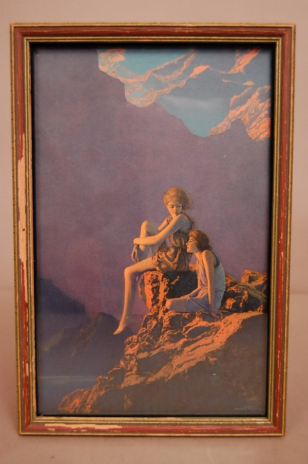 "Contentment" Maxfield Parrish Print Edison Mazada E: "Contentment" Maxfield Parrish Print Edison Mazada Edition Framed 6 3/4" x 10 1/2" ca. 1928