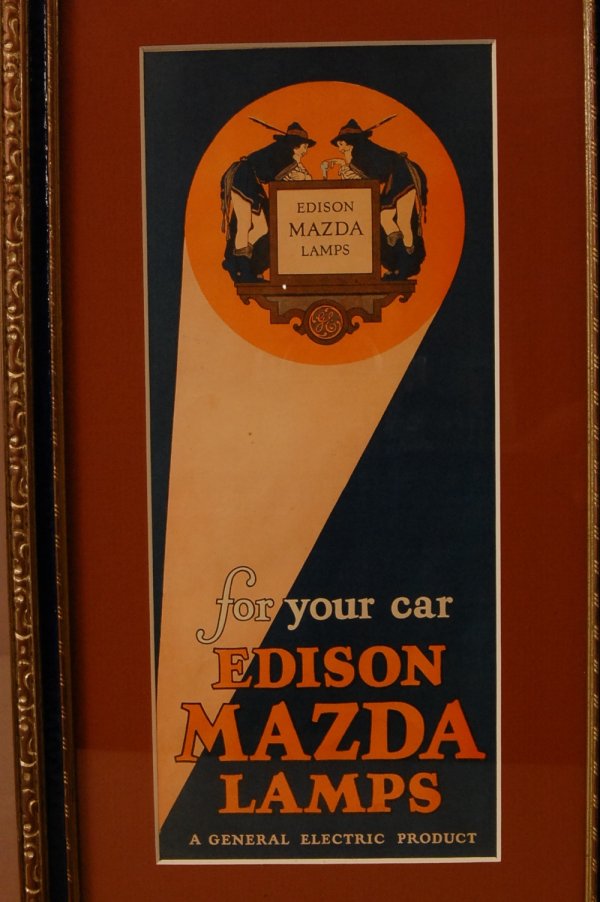 "Edison Mazada" advertising Image by Maxfield Parri: "Edison Mazada" advertising Image by Maxfield Parrish framed 13"t x 7"w ca. 1925