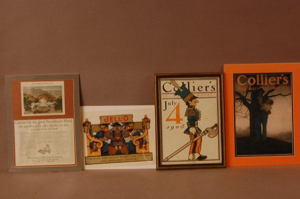 4 Maxfield Parrish Prints: Colliers, July 4, 1908: 4 Maxfield Parrish Prints: Colliers, July 4, 1908; Jello, The King and Queen might eat thereof and Noblemen Besides; Broadmoor Hotel, Maxwell House Coffee, ca. 1925; Colliers, Milking Time, May 19, 19