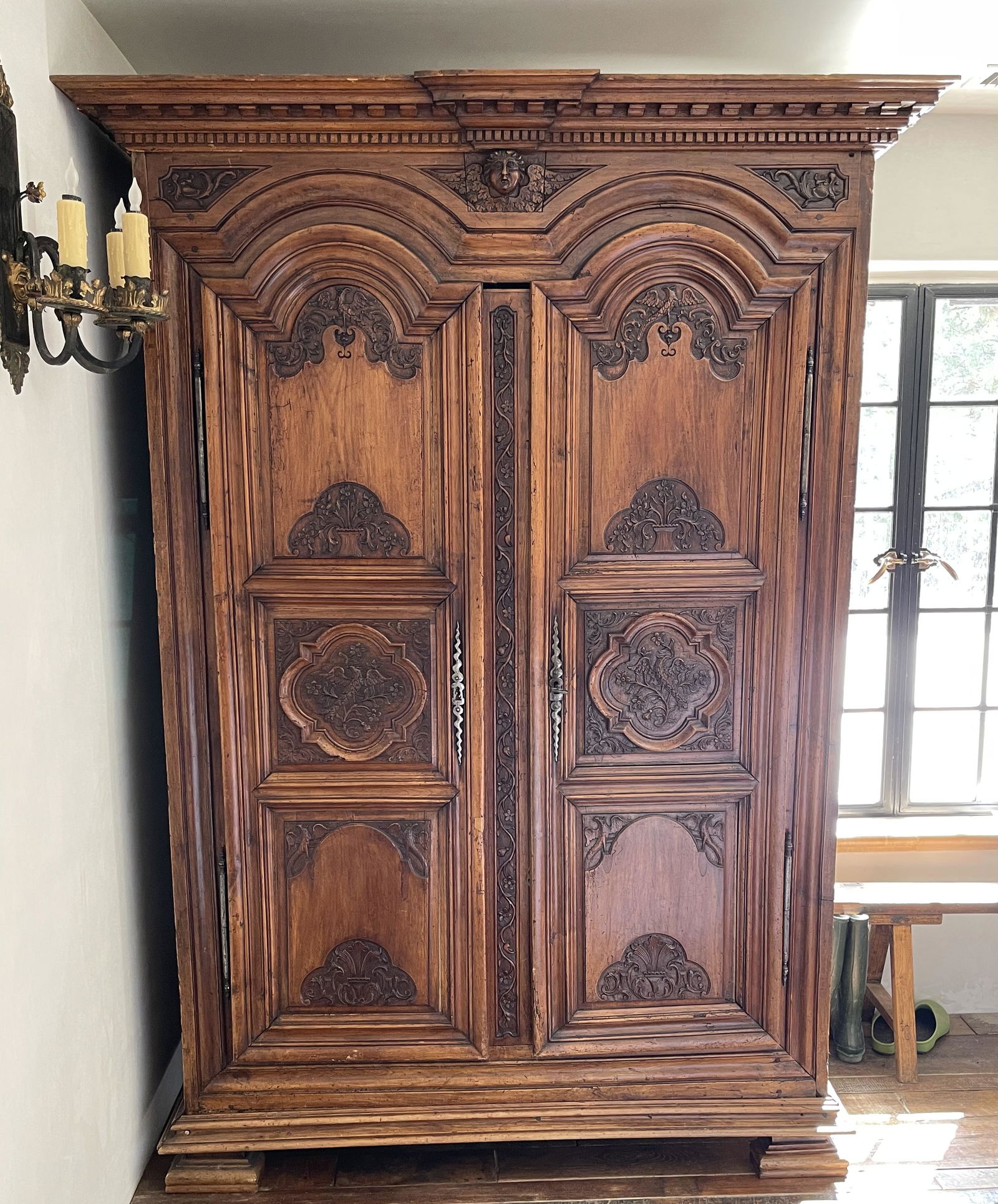 Period French Regence Carved Wood Armoire (1 of 6)