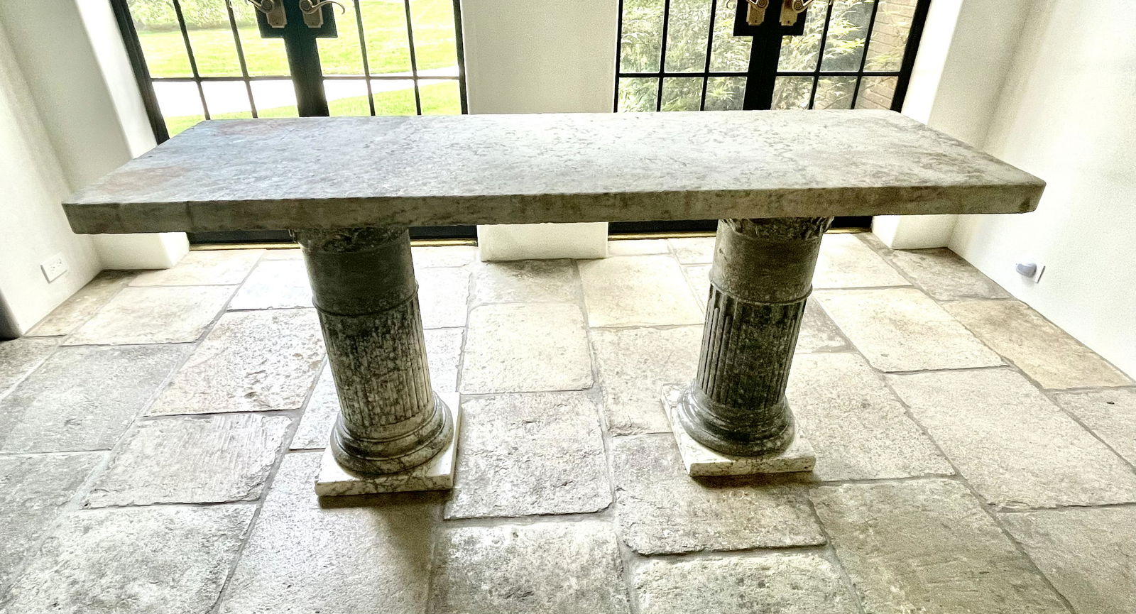 Thick Cut Limestone Table Top (1 of 2)