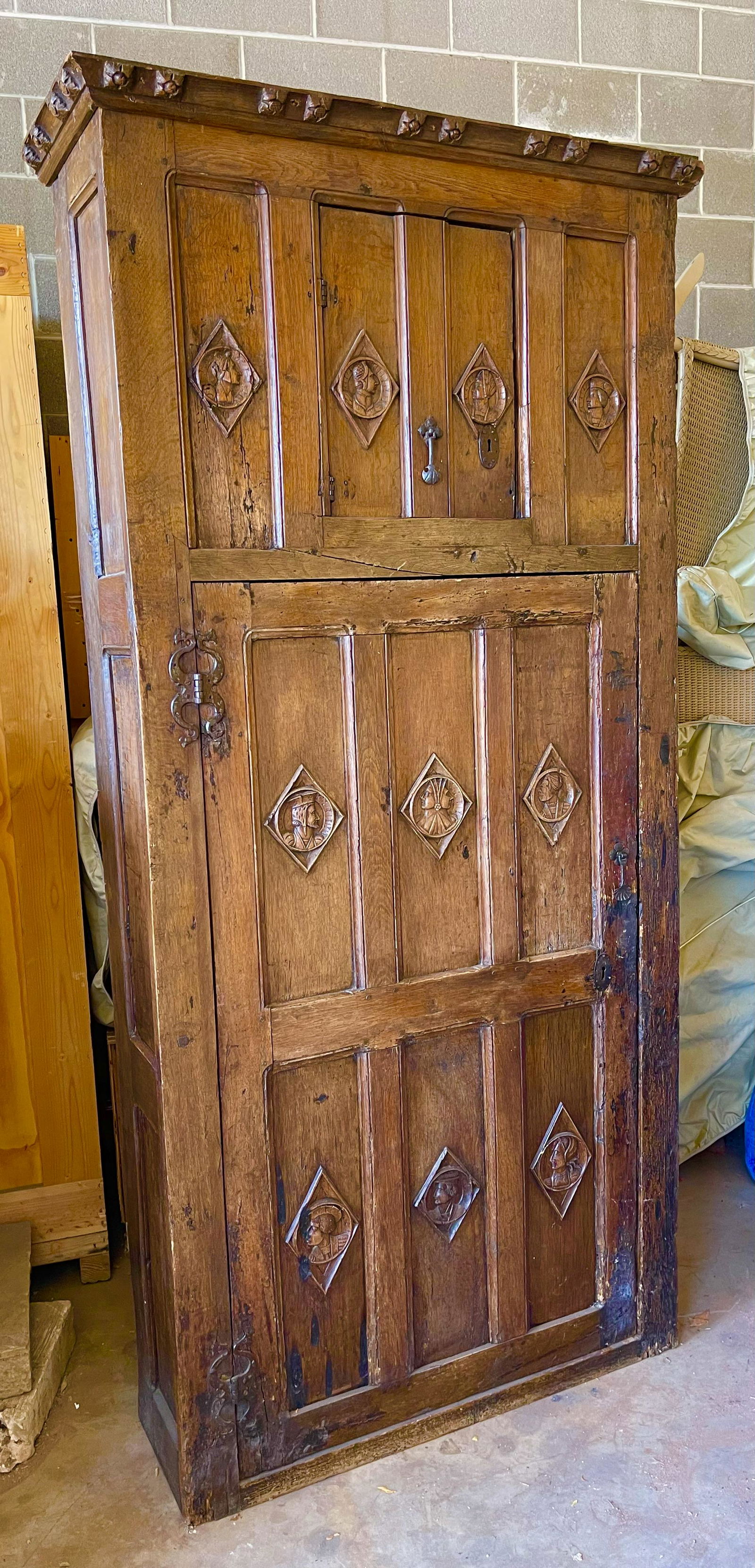 Large French Gothic Oak Cabinet (1 of 4)