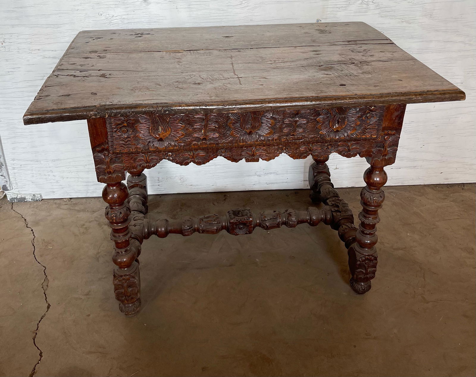 French Period Carved Oak Side Table (1 of 4)