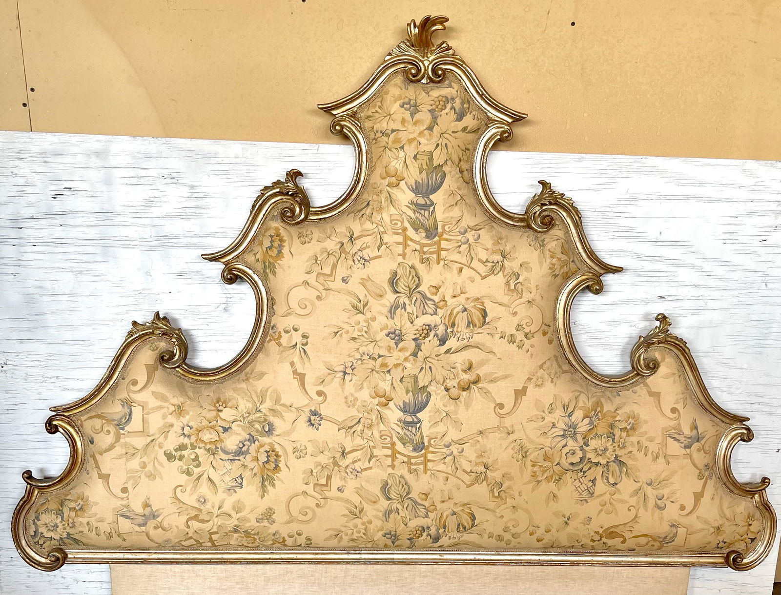Large Carved Giltwood Upholstered Headboard (1 of 3)