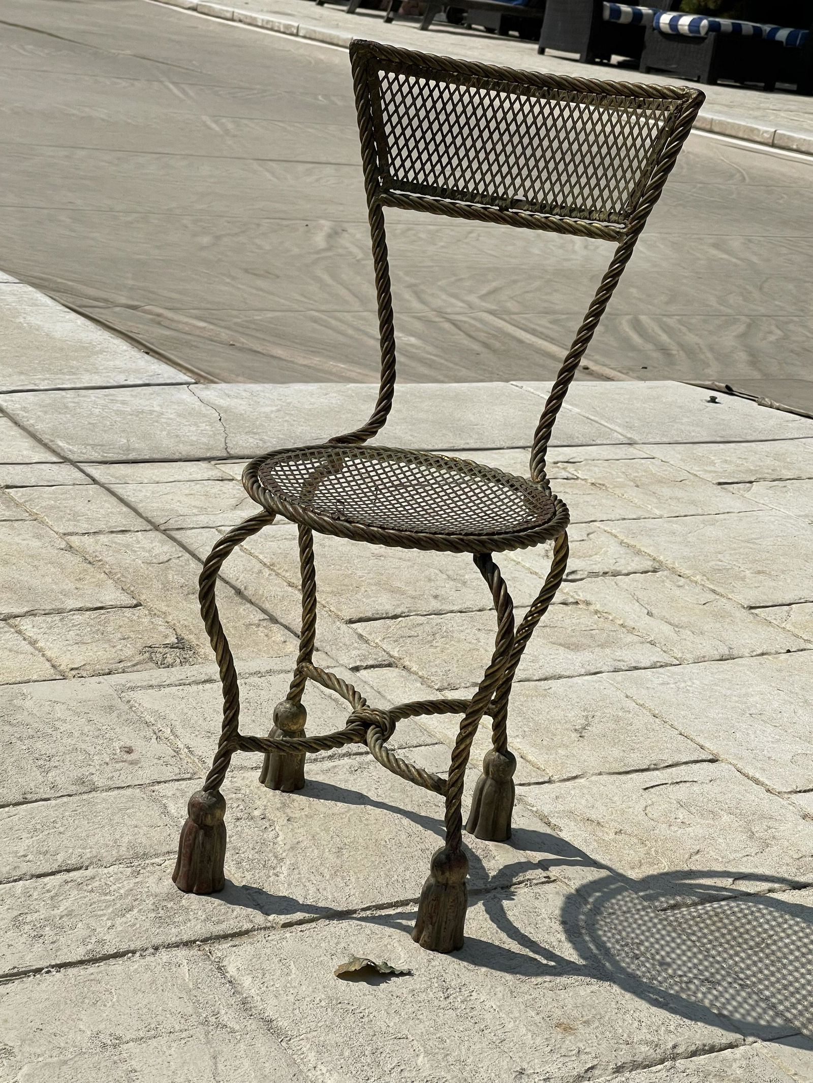 Small Gilded Iron Chair with Tassels (1 of 1)