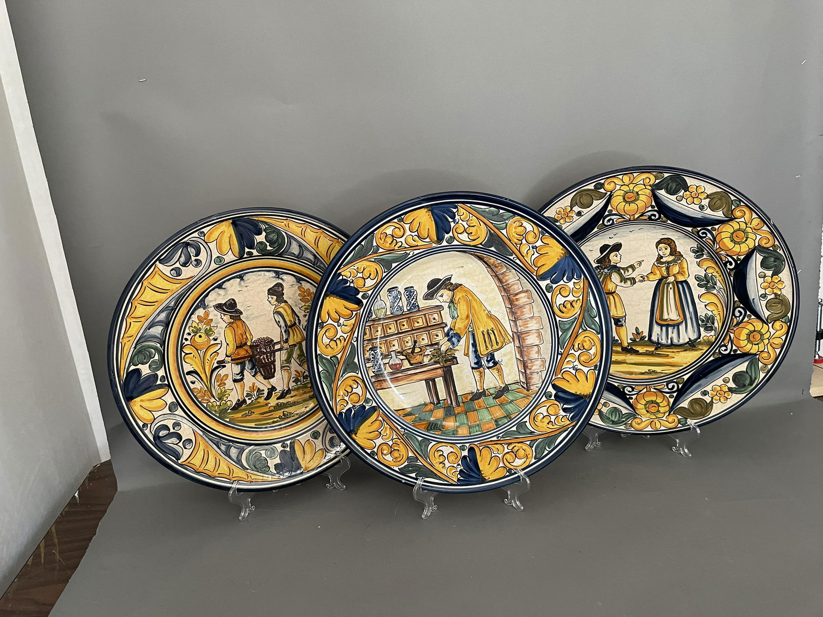 Three Large Polychrome Chargers (1 of 6)