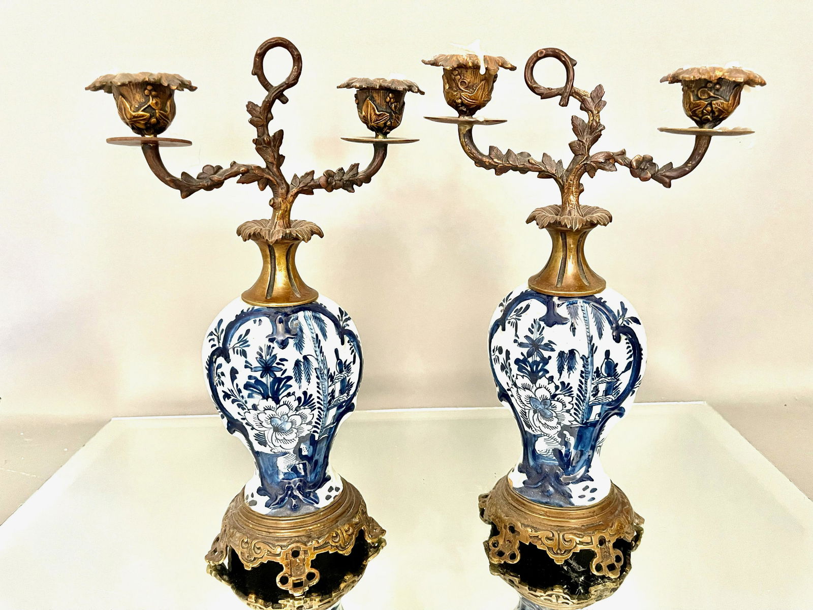 Blue and White Delft Faience Candelabras (1 of 4)