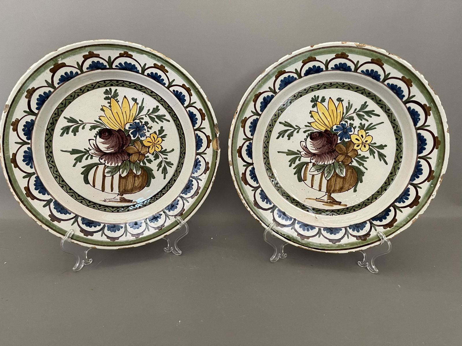Pair of Dutch Delft Polychrome Chargers (1 of 4)