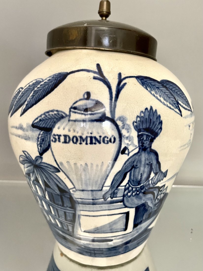 Blue & White Delft Tobacco Jar with Brass Top (1 of 4)