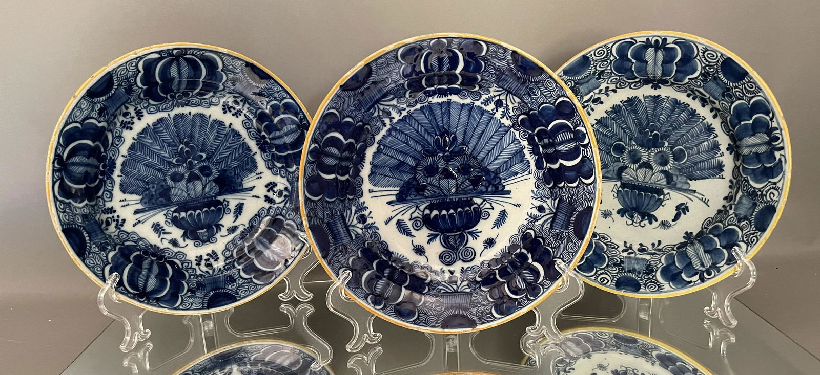 Three Dutch Delft "Peacock" Plates (1 of 6)