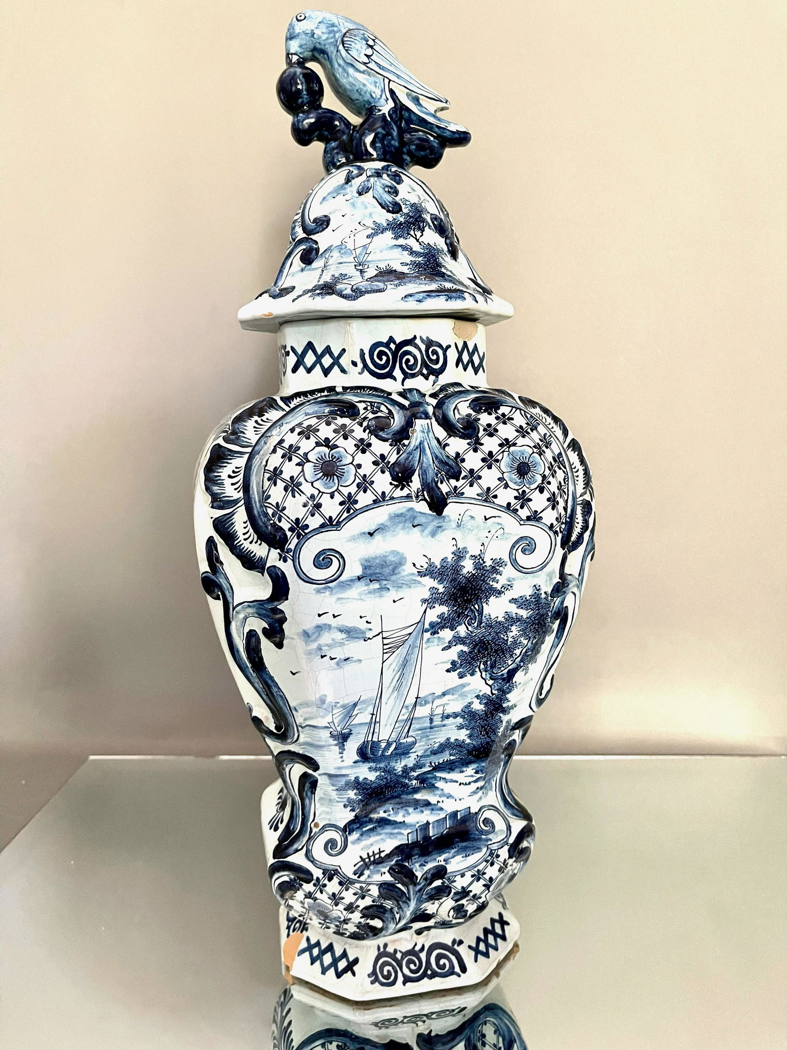 Blue & White Dutch Delft Vase (1 of 3)