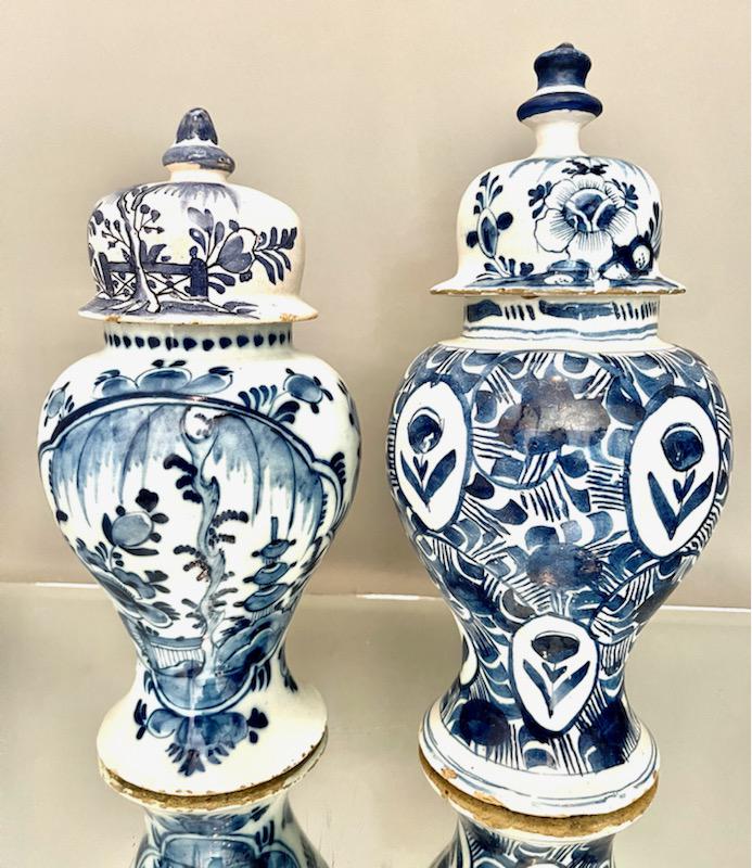 Two Dutch Delft Vases with Lids (1 of 3)