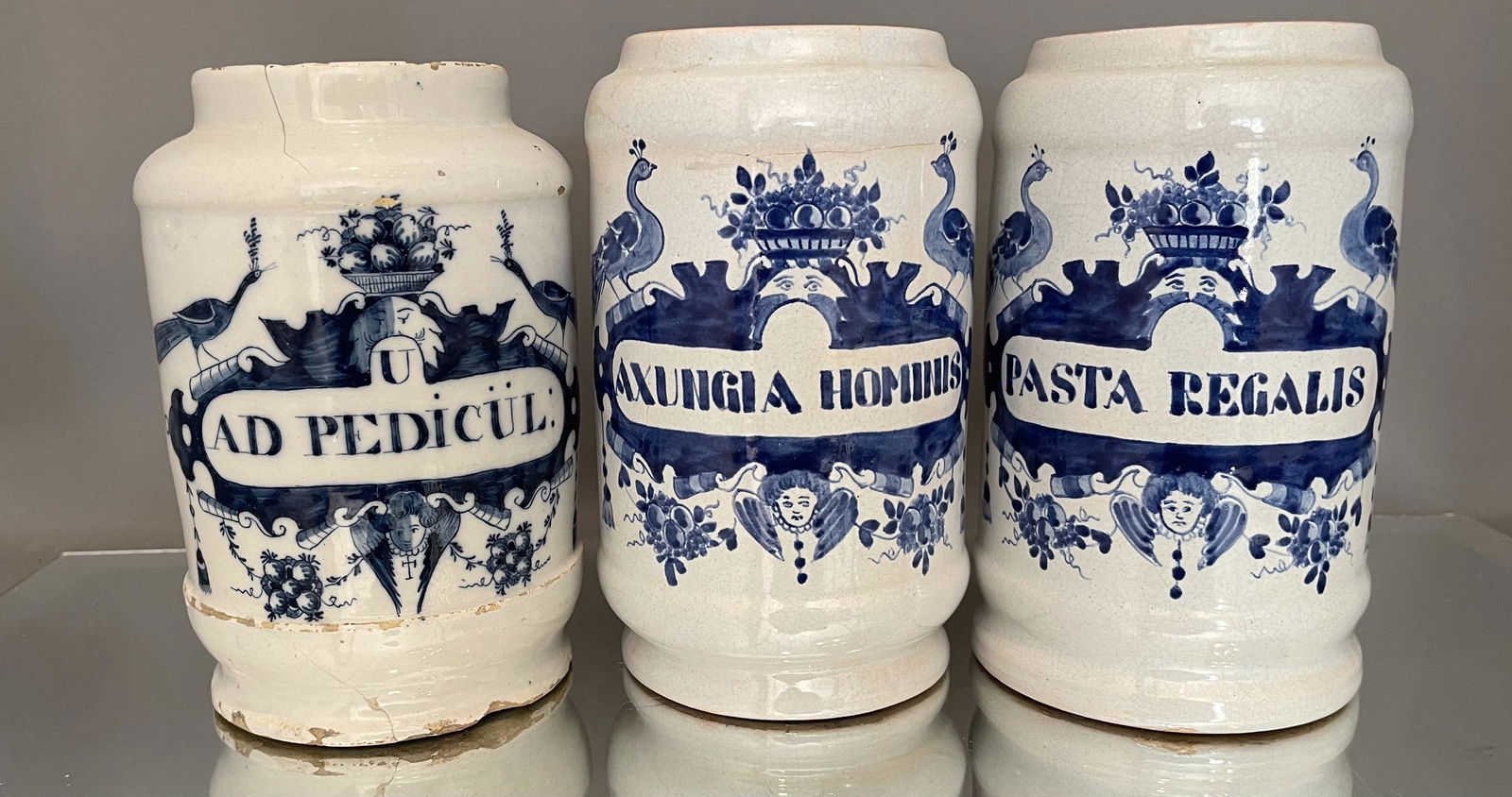 Three Blue & White Dutch Delft Apothecary Jars (1 of 6)