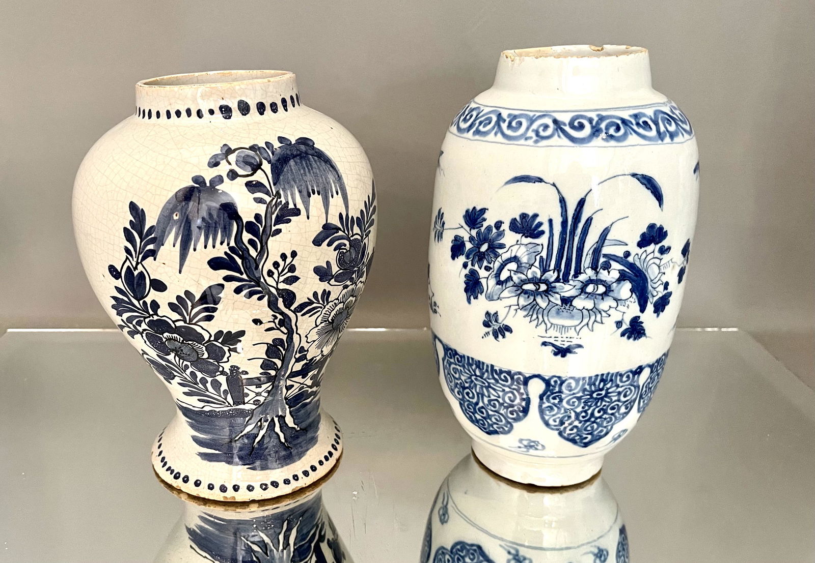 Two Blue & White Dutch Delft Vases (1 of 5)