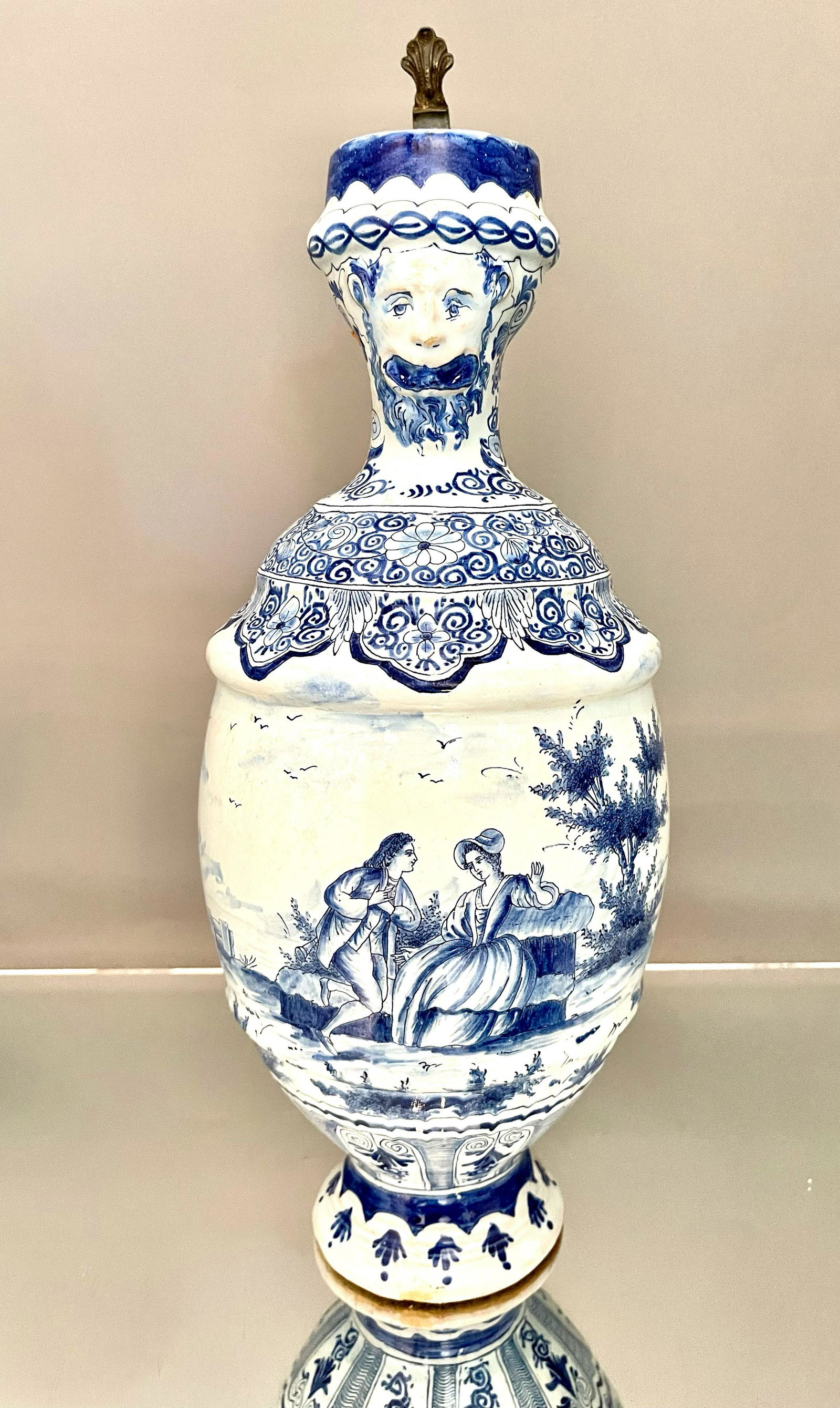 Incredible Blue & White Pitcher with Marking (1 of 5)