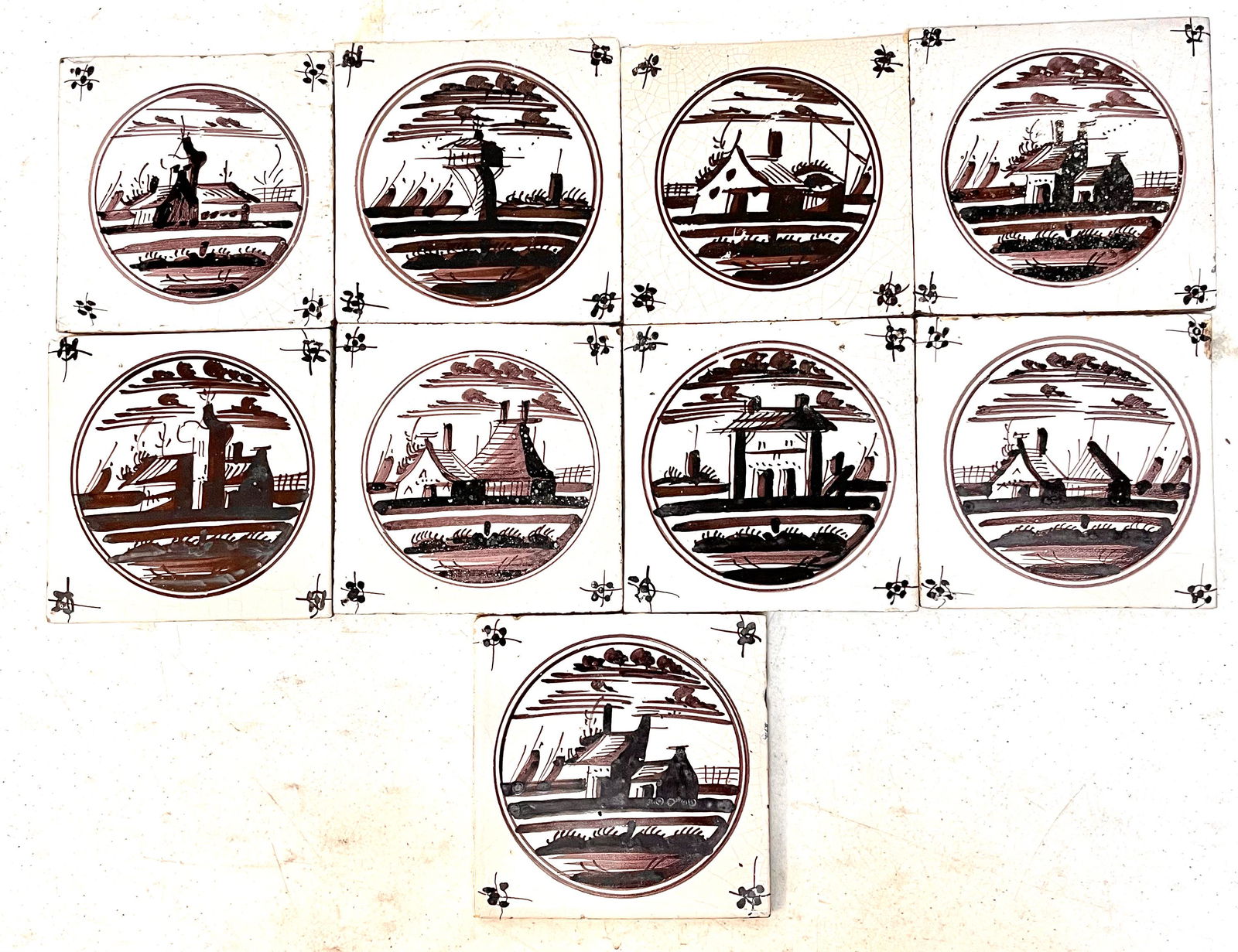 Set of Nine Dutch Delft Tiles (1 of 8)