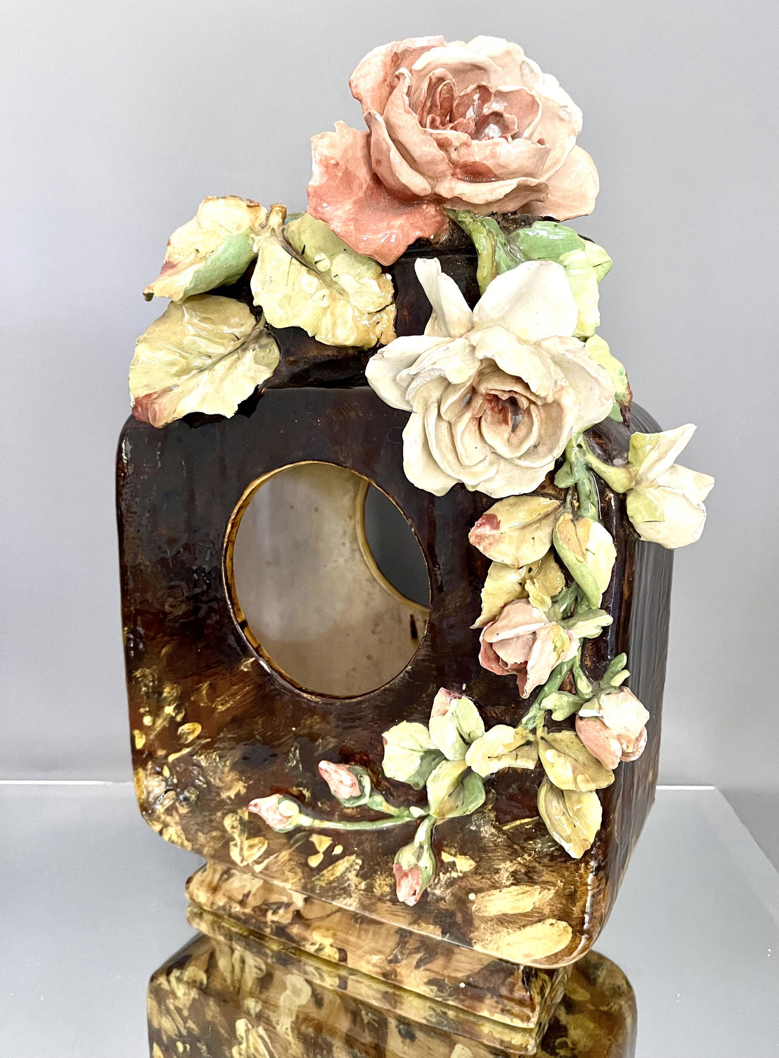 Antique French Barbotine Majolica Clock Face (1 of 4)