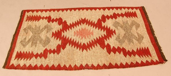 Old Regional Navajo Rug: Navajo "Raised Outline" Storm Pattern Rug 34" x 62"