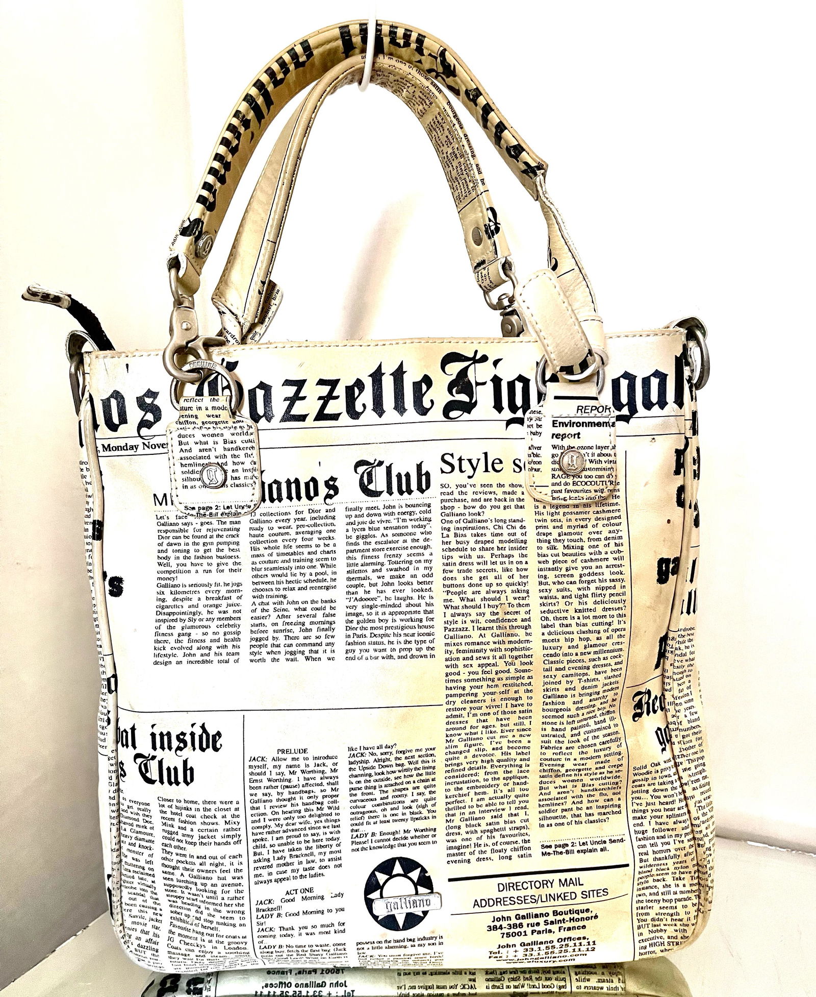 John Galliano Newsprint Oversized Bag