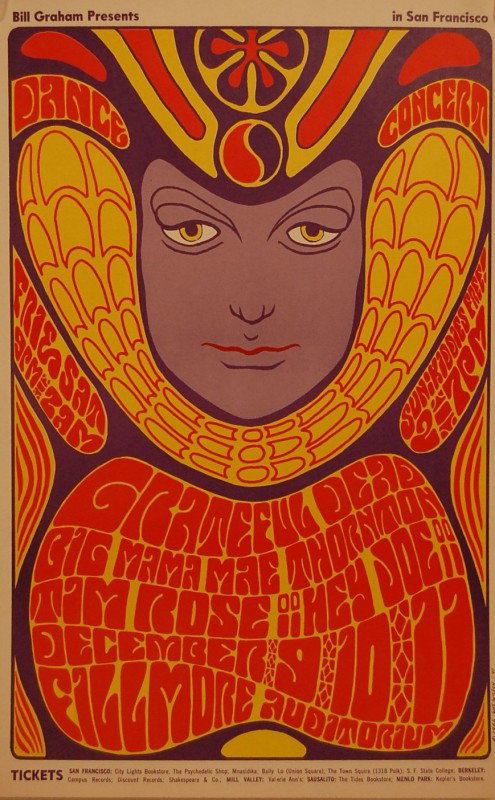 Grateful Dead, Bill Graham Poster , Artist Wes Wi: Grateful Dead, Bill Graham Poster , Artist Wes Wilson, 1966