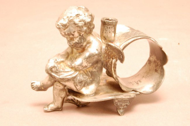 Pairpoint Silver plate napkin holder. 3 1/2" t x 4: Pairpoint Silver plate napkin holder. 3 1/2" t x 4" w x 2 1/2" d Ca. 1900