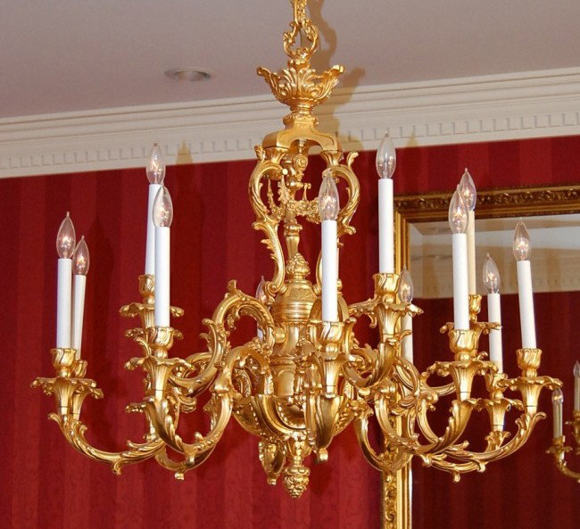 Great Dore Bronze Louis XV 15 Arm Chandelier, shel: Great Dore Bronze Louis XV 15 Arm Chandelier, shelf and leaf design center, floral decorated, grape & leaf finial. 34" t x 36" w