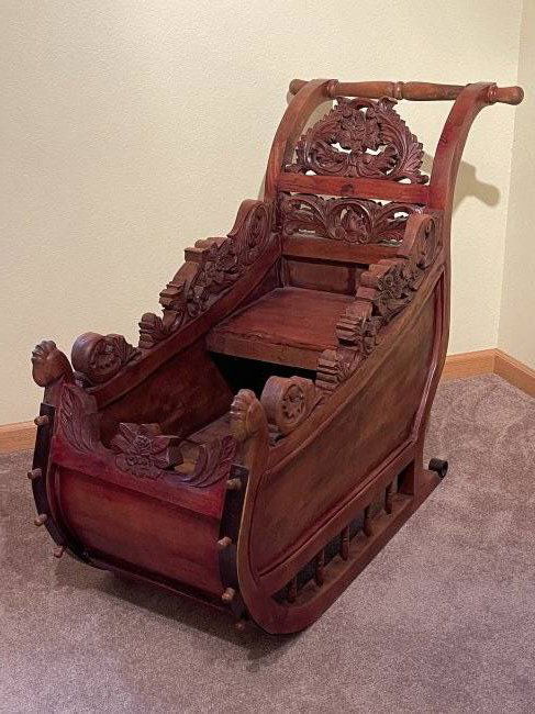 Trails vintage wooden push sled with metal runners. (1 of 1)